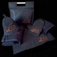 Подарунковий банний набір "З легким паром" 6в1 (чорний), фетр