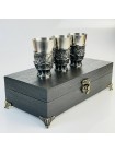 Чарки авторські "Полювання", 3 шт, біла бронза