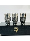 Чарки авторські "Полювання", 3 шт, біла бронза