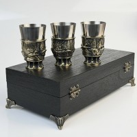 Чарки авторські "Полювання", 3 шт, латунь
