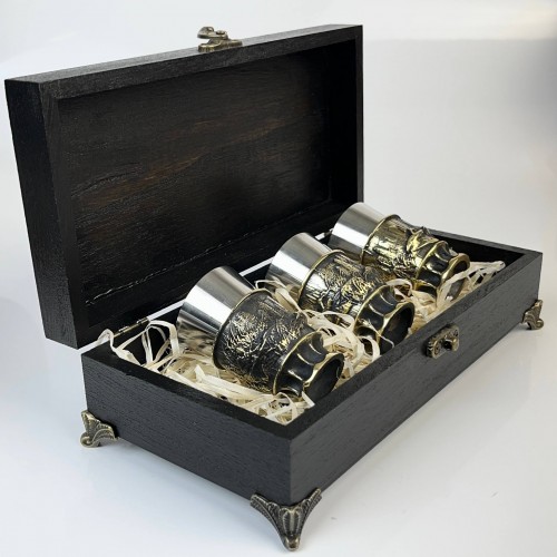 Чарки авторські "Полювання", 3 шт, латунь