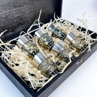 Чарки авторські "Полювання", 6 шт, латунь