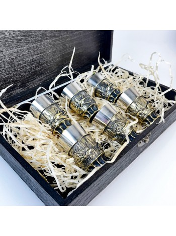 Чарки авторські "Полювання", 6 шт, латунь