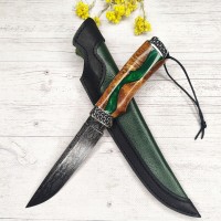 Ніж ручної роботи "Мозаїчний" з піхвами вик. 18 (зелений гібрид) АРХІВ