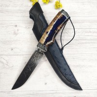 Ніж ручної роботи "Мозаїчний" з піхвами вик. 19 (синій гібрид) АРХІВ