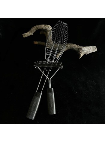 Решітка гриль "Рибка" + щітка (дуб морений стабілізований)