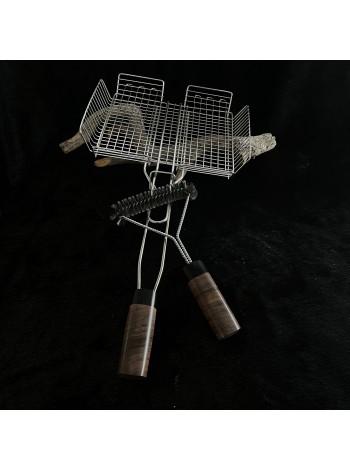 Решітка гриль середня "Барбекю" + щітка (горіх стабілізований)