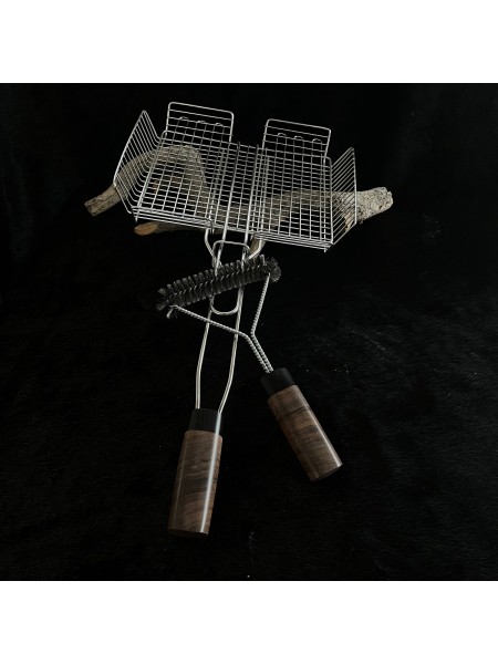 Решітка гриль середня "Барбекю" + щітка (горіх стабілізований)